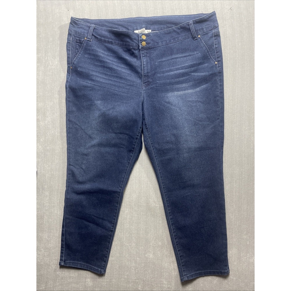 Workshop Republic Clothing Womens 24W Straight Leg Jeans Dark Wash Stretch Plus